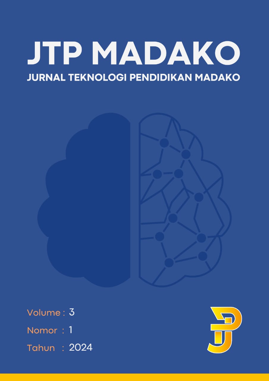 					View Vol. 3 No. 1 (2024): JTP MADAKO : JURNAL TEKNOLOGI PENDIDIKAN MADAKO
				